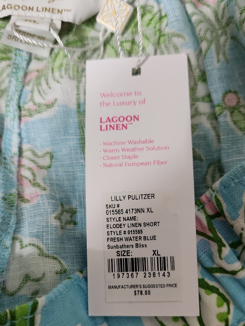 NWT Lilly Pulitzer Elodey Linen Short. Size XL - Picture 8 of 8